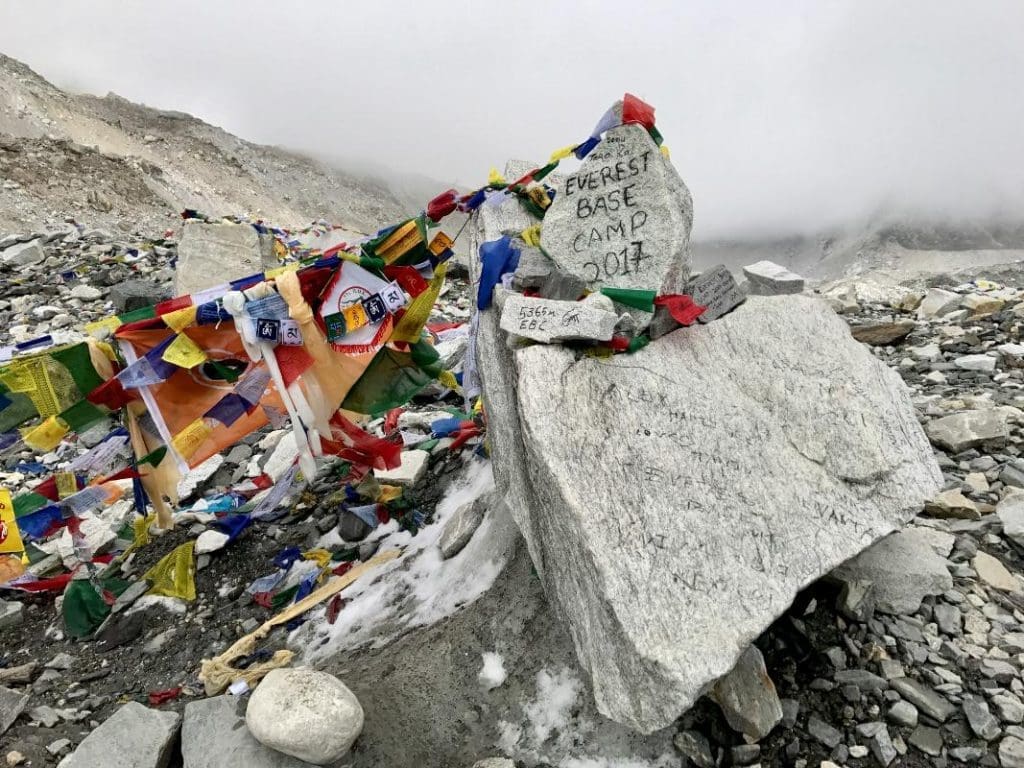 : View of Everest base camp elevation along the trail in Nepal