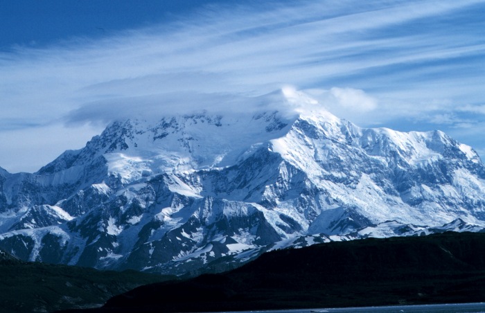 Mount Saint Elias rising from the Alaska coastline