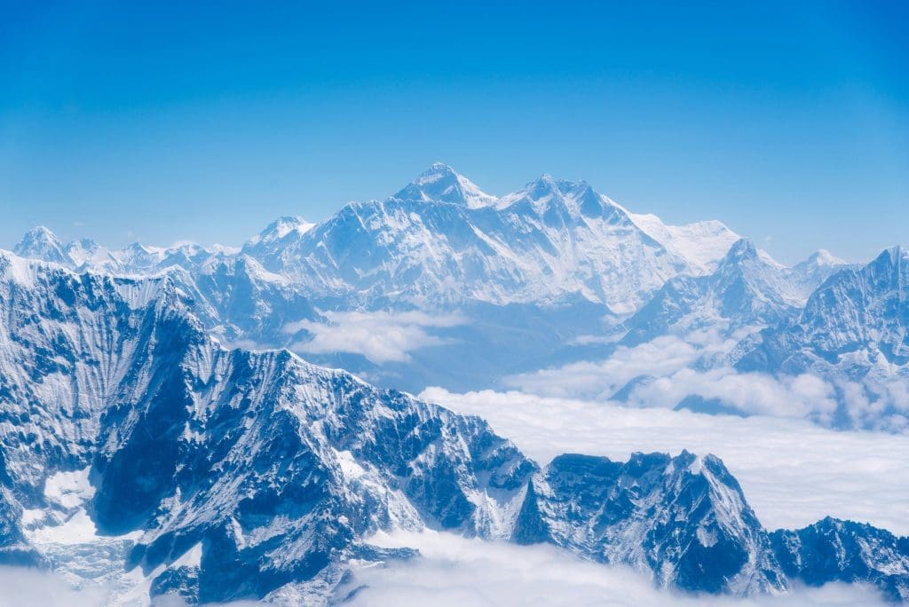: Mount Everest, part of the seven summits and the tallest mountain in Asia