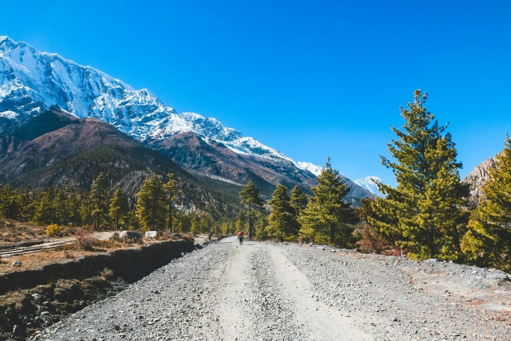 Annapurna Circuit trail leading to Manang.