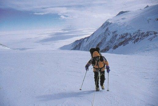 Antarctic expedition photo of Gavin Bate climbing Vinson Massif